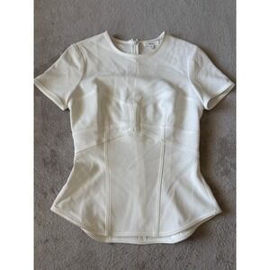 A.L.C. Beau Corset Top  Size 0 Fitted Short Sleeve White‎ Peplum
